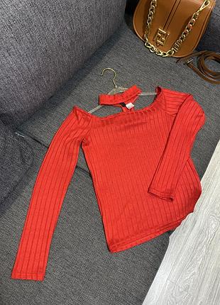 Кофта жіноча червона з чокером / кофта женская красная с чокером