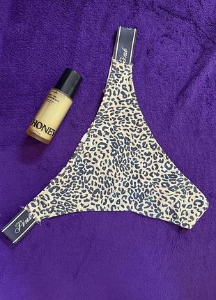 Жіночі трусики стрінги victoria’s secret pink з леопардовим принтом хлопок xl