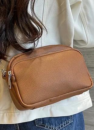 Нова елегантна жіноча сумка через плече з регульованим широким ременем, штучна шкіра, коричнева