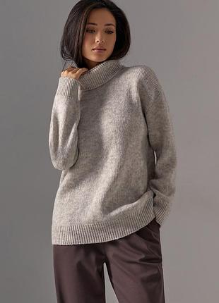 Светр з високою горловиною з тоненької преміальної пряжі вовна меріноса, альпака та мохер