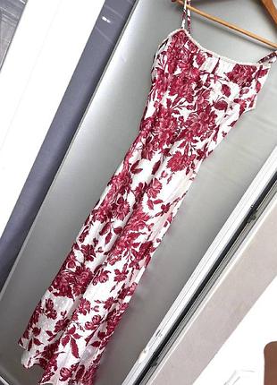 Летний сарафан длинный макси красные цветы sandro paris red