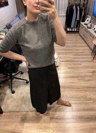 Вовняна футболка топ сірий zara