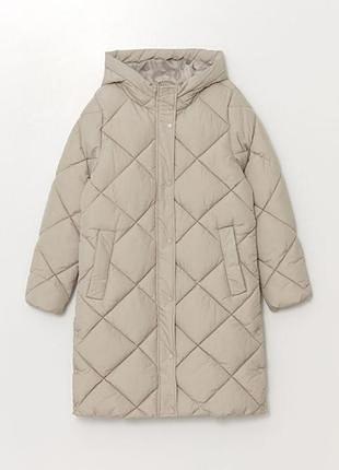 Теплый пуховик стеганный пальто