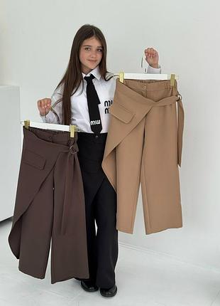 Модные брюки для девочки черные и шоколад