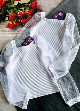 Белая кофточка для девочки прозрачные рукава распродаж