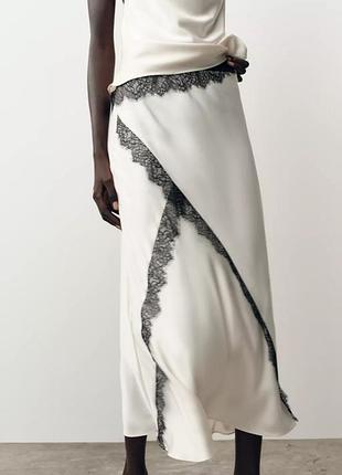 Спідниця жіноча біла мереживна zara new