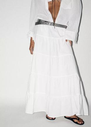 Довга ярусна спідниця біла zara new