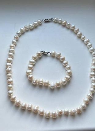 Жемчужное колье и браслет жемчуг