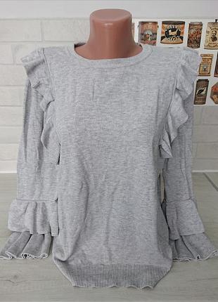 Красивая кофта джемпер с рюшами хлопок р. 46 /48 джемпер свитер