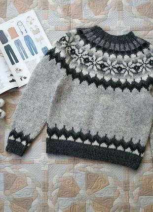 Свитер из натуральной исландской шерсти, очень теплый, ручная вязка, без швов