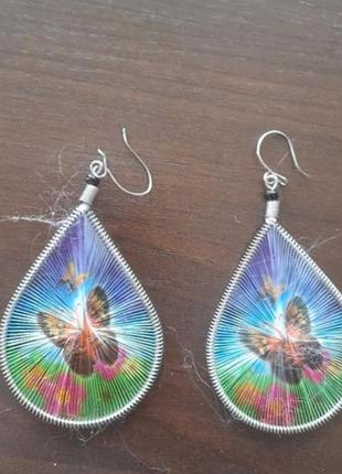 Сережки оригвнальні метелики   зd style.