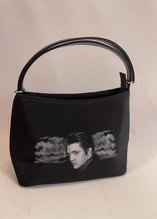 Стильна вінтажна чорна маленька сумочка зображення елвіс преслі elvis presley