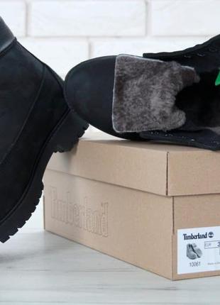 Женские ботинки timberland black fur (мех)7 фото