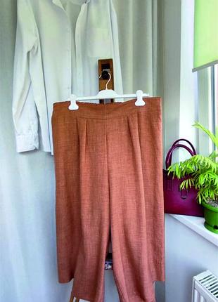 Брюки кюлоты женские терракотового цвета, сзади на резинке, george, разлмер 48, 100% полиэстер