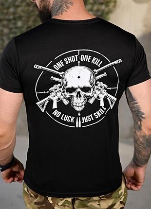 Тактическая потоотводная футболка one shot black пп4655(22 - 02)
