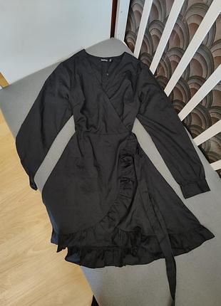 Платье на запах, женское черное платье