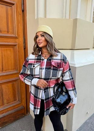 Жіноча темла байкова сорочка у клітинку | 020