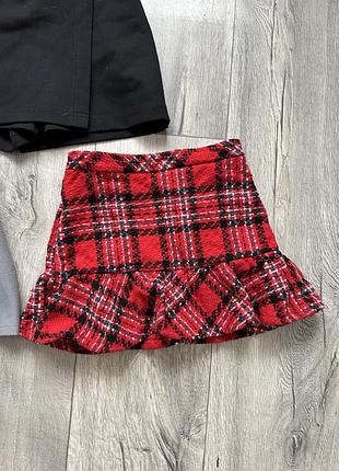Юбка в клетку для девочки в школу теплая тепла