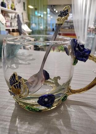 Чашка винтаж латунь с эмалью 
состояние нового