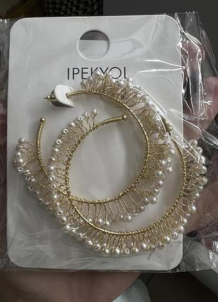 Сережки кільця кульчики ipekyol перлина