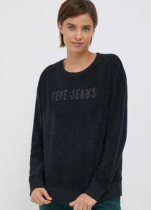 Світшот кофта чорний вельветовий світшот pepe jeans m