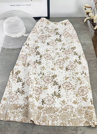 Красива льняна спідниця з візерунком laura ashley