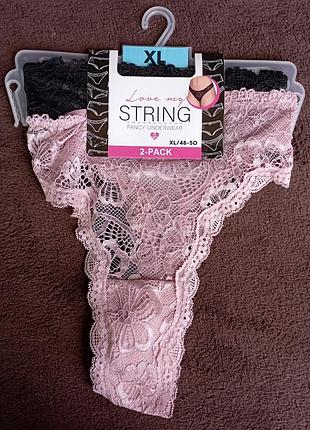 Стринги женские, кружевные xl, 48-50, 2 шт