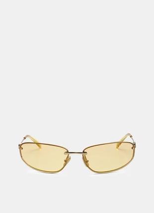 Солнцезащитные очки овальные оригинал miu miu runway в золотой оправе mu a50s 5ak-7r1