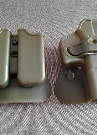 Пластикова поясна кобура права для пістолета glock 17 - 19 й інші й паучер зелена