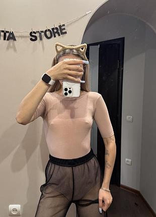 Боді футболка в рубчик - хс-м