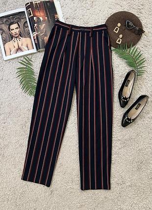 Прямые брюки в полоску высокая посадка No93max