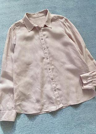 Лляна сорочка блідо-рожевого кольору