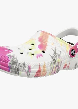 Утеплені крокси crocs classic lined tie dye clogs оригінал!замовлені з офіційного сайту crocs америка