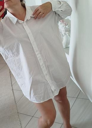 Рубашка удлиненная белая хлопковая