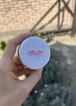 Срібні ніжні дитячі сережки s925 з ювелірною емаллю