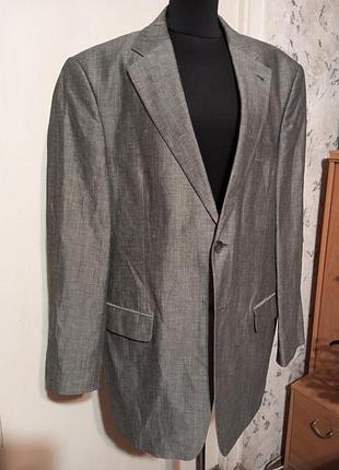 Лляний 45% вовняний 55% чоловічий класичний сірий піджак-блейзер peter adams london-paris-milan
