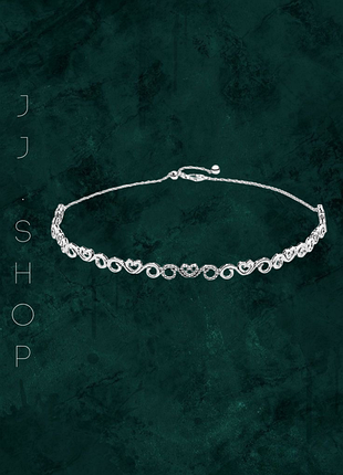 Серебряное ожерелье-чокер «ажурные сердца» pandora (пандора) 397129cz