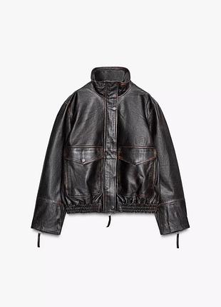 Кожаная куртка-бомбер zw collection limited edition