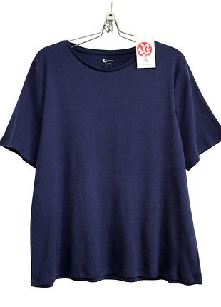 Темно-синяя трикотажная хлопковая футболка по фигуре р.20