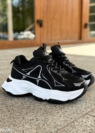 Кроссовки, арт. 10770, черный, экокожа/текстиль