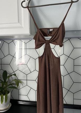 Коричнева міні сукня, сукня з вирізами, сукня нм міні