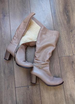 Кожаные зимние сапоги