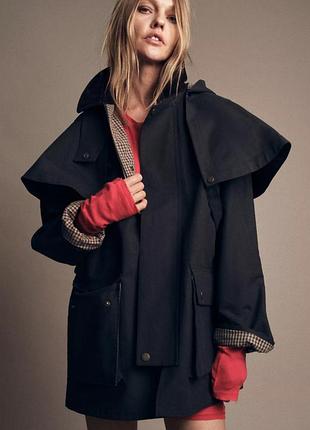 Тренч zw collection з капюшоном та контрастним коміром