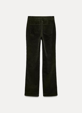 Темно-зелені вельветові штани zara