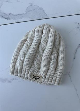 Дитяча шапка шапочка угг хомуты ugg вовняна шерстяна вʼязана