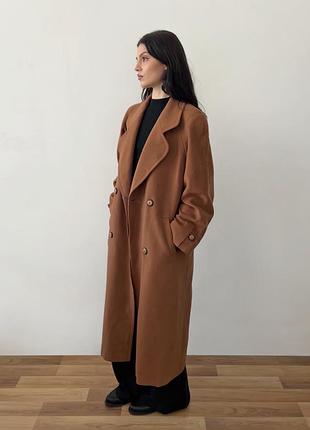 Пальто двобортне кемел руде коричневе