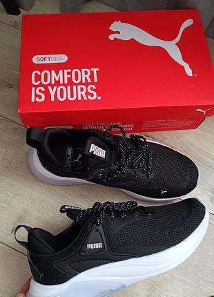 Кроссовки женские puma оригинал! черные с голубой подошвой, размер evr 38,5 (на 39-40 по факту)/ стелька 25,3 см.