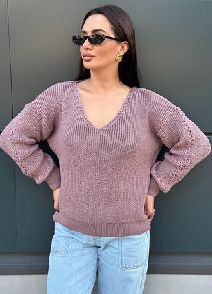 Свитер свитер джемпер женский полушерсть темная пудра 42-54 г