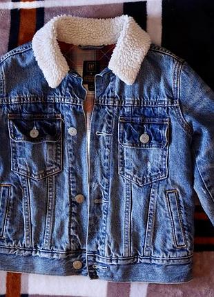 Джинсова утеплена куртка дитяча, 4-5 років, заміри на фото