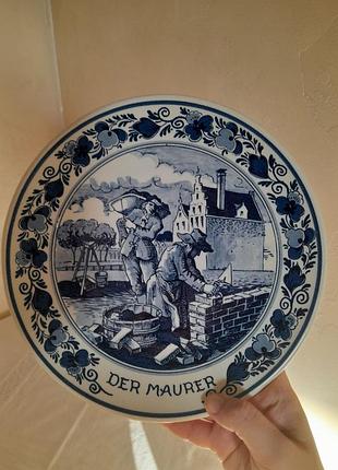 Винтажная декоративная тарелка royal goedewaagen – blue delft